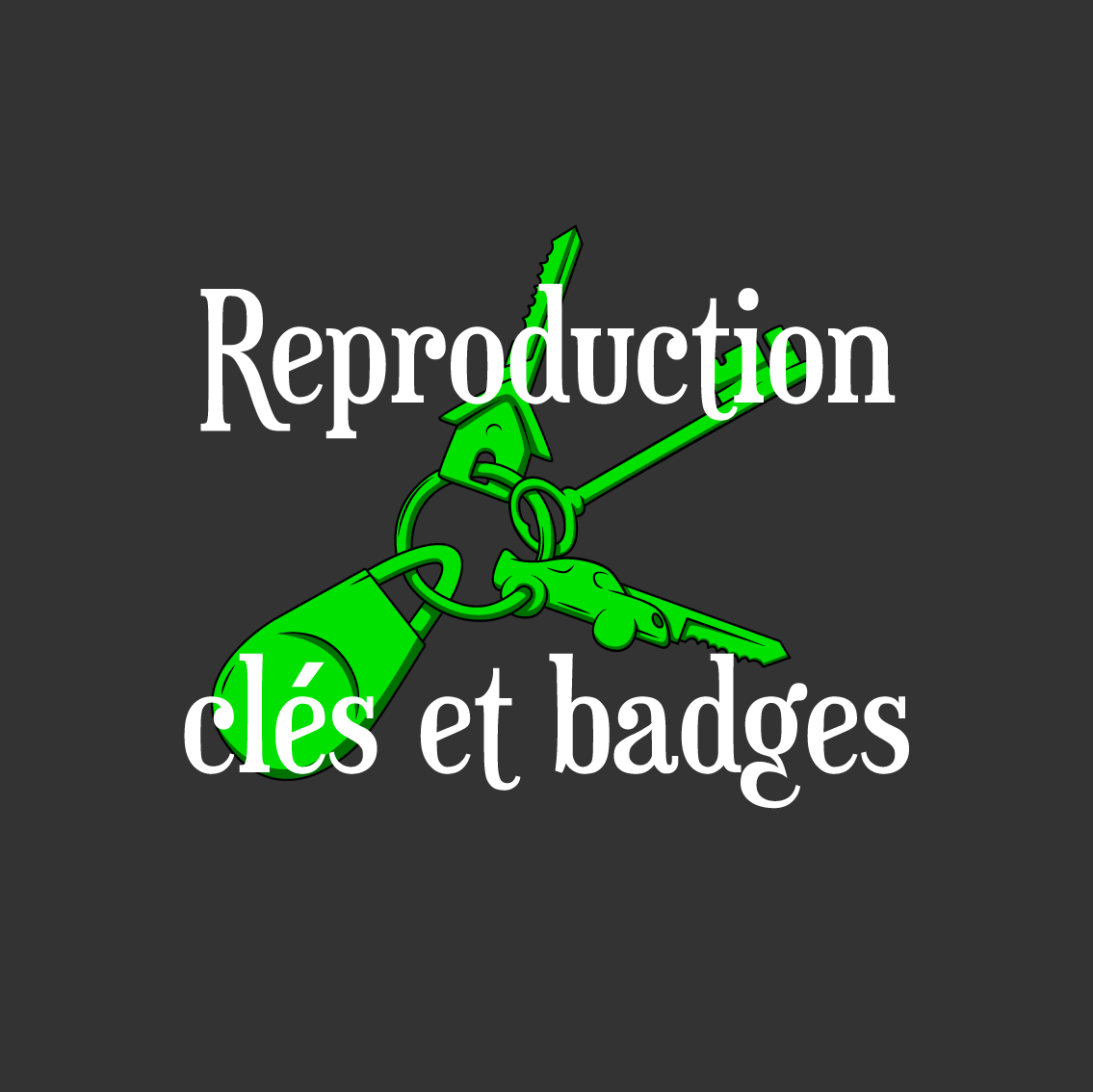 Reproduction clés et badges - Illustration et texte